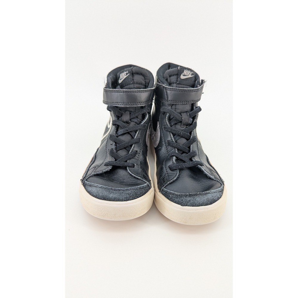 Nike Blazer Mid Black Leather High Top Sneakers Size 1Y Kids DQ0470-001
